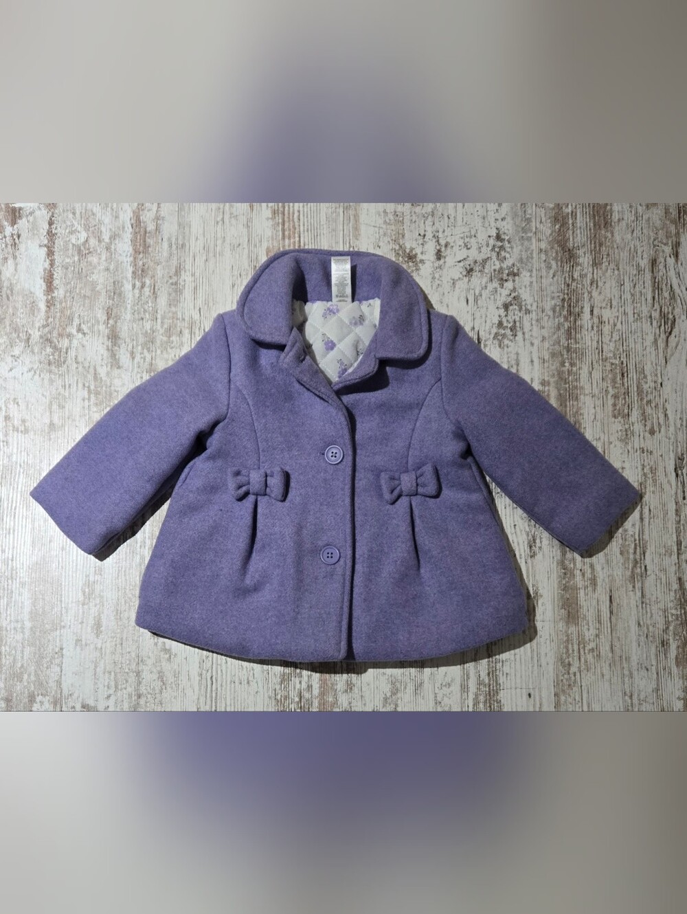 Girls' 18 Month Lavender Bow Pea Coat